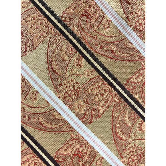 Emilio Ponti Roma Milano 100% Silk Mens Tie Necktie Orange Gold & Red Paisley - Picture 4 of 6
